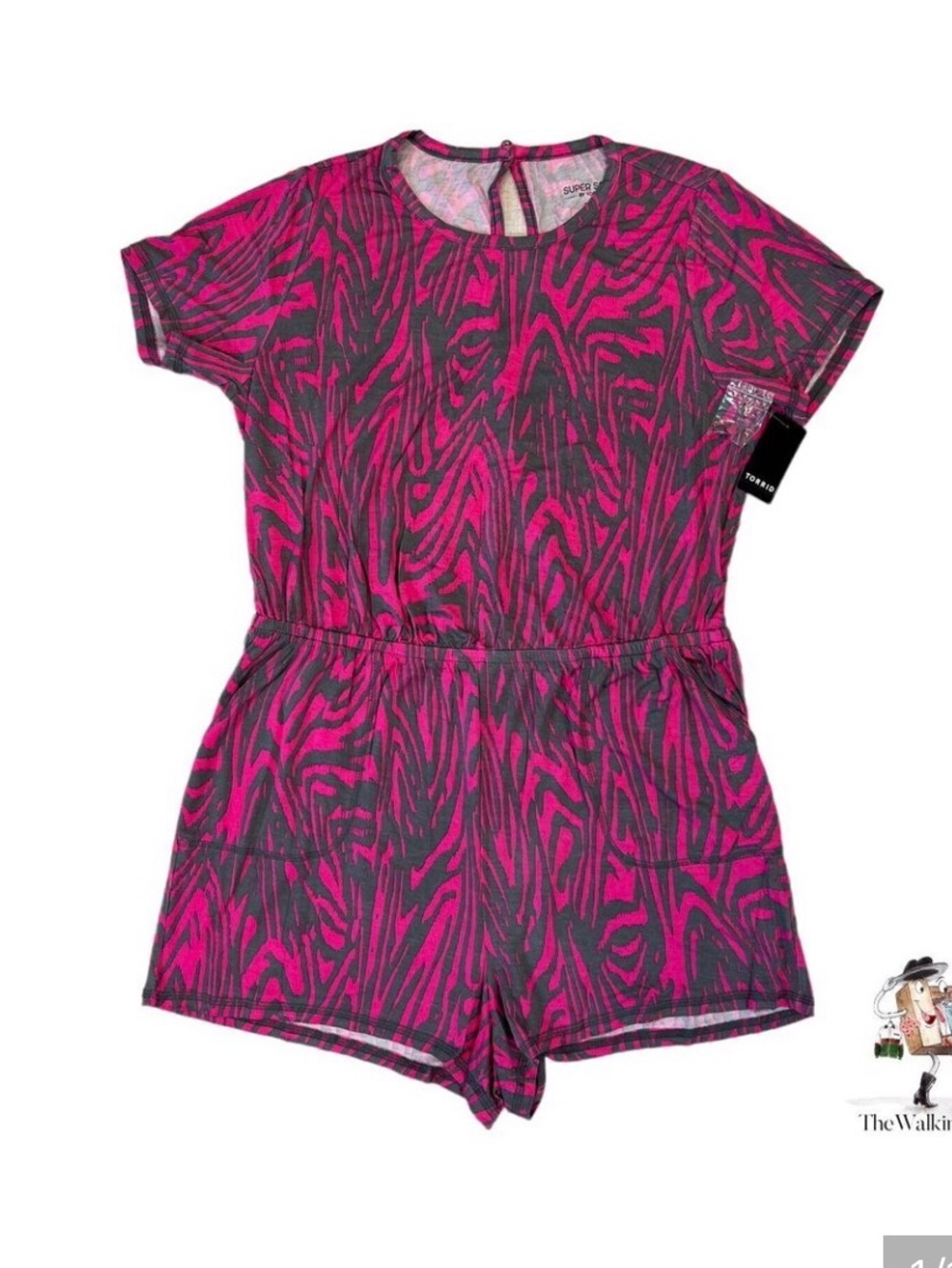 Torrid Romper Plus 0 Super Soft Zebra Elastic Waist Shorts Pockets Keyhole Back